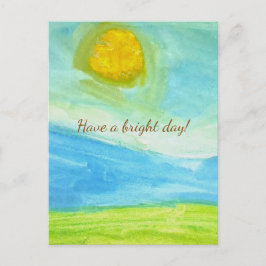 Whimsical Naive Art Sun Landscape Postkarte