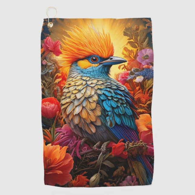 Whimsical Nature Blue Bird Nr. 2 Golfhandtuch (Vorderseite)