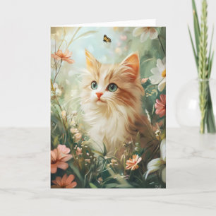 Whimsical Nature Cat Blume Feiertagskarte