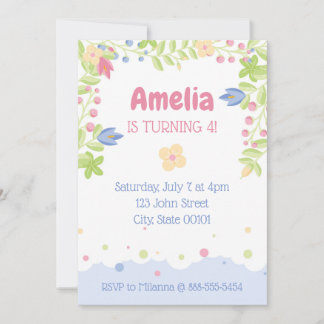 Whimsical Nature Kindergeburtstag Party Einladung