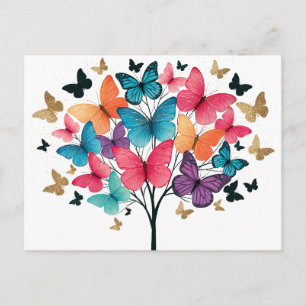 Whimsical Nature Schmetterling Baum des Lebens Ankündigungspostkarte