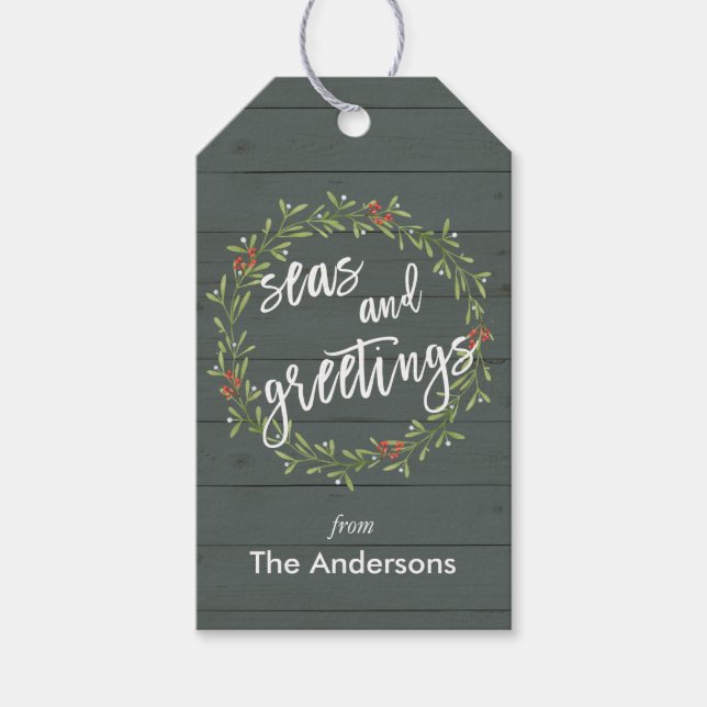 Whimsical Nautic Weihnachten Geschenkanhänger (Vorderseite)