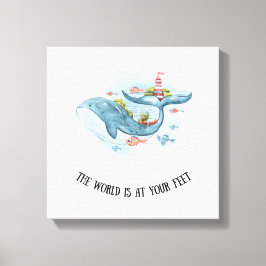 Whimsical Nautical Blue Whale Stretch Canvas Print Leinwanddruck