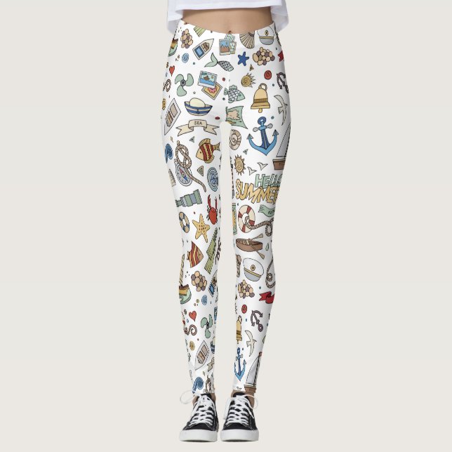 Whimsical Nautical, Coastal Design Leggings (Vorderseite)
