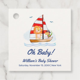 Whimsical Nautical Wild Lion Sailboat Babydusche Geschenkanhänger