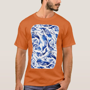 Whimsical Navy Blue Kinderzimmer Narwhals T-Shirt