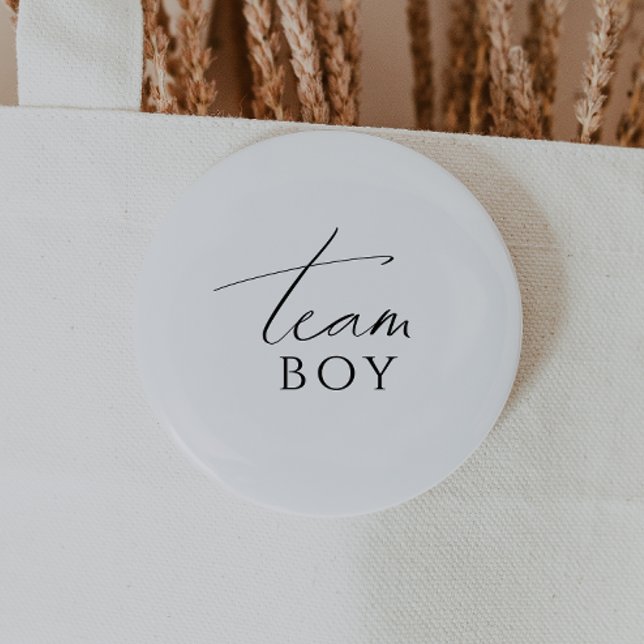 Whimsical Neutral Gender Reveal Team Boy Button (Von Creator hochgeladen)