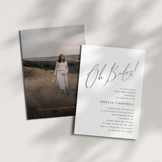 Whimsical Neutral Oh Baby! Foto Babydusche Einladung (Von Creator hochgeladen)
