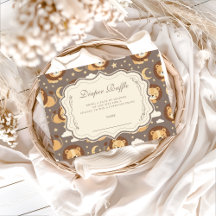 Whimsical Neutral Safari Lion Baby Diapper Raffle