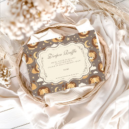 Whimsical Neutral Safari Lion Baby Diapper Raffle Begleitkarte