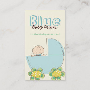 Whimsical Niedlich Baby Boy in Blue Pram Moderne E Visitenkarte