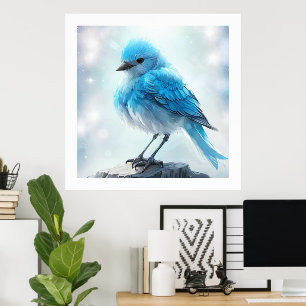 *~* Whimsical Niedlich Detailed Blue Bird AP54 Art Poster