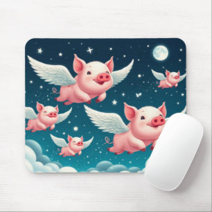 Whimsical Niedlich Flying Schweine in Sternenhimme Mousepad