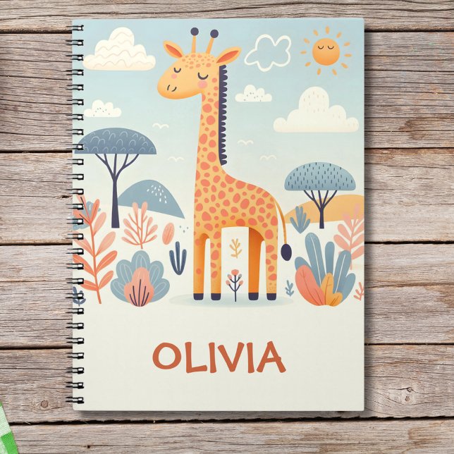Whimsical Niedlich Giraffe in Savanna Notizblock (Von Creator hochgeladen)