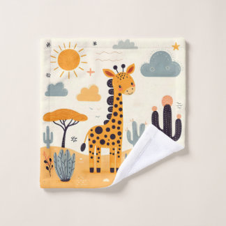 Whimsical Niedlich Giraffe in Savanna Waschlappen