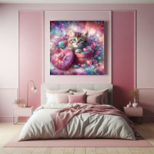 Whimsical Niedlich Kitten Floral Heart Box