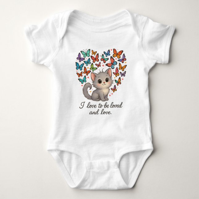 Whimsical Niedlich Kitten mit Schmetterlingen & Zi Baby Strampler (Vorderseite)