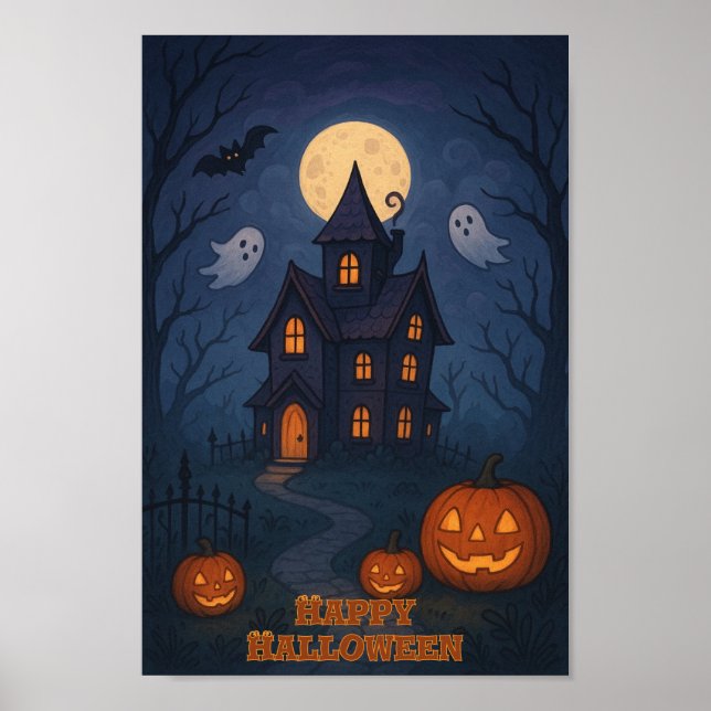 Whimsical Niedlich Spooky Spuk House | Halloween- Poster (Vorne)
