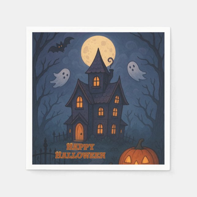 Whimsical Niedlich Spooky Spuk House | Halloween- Serviette (Vorderseite)