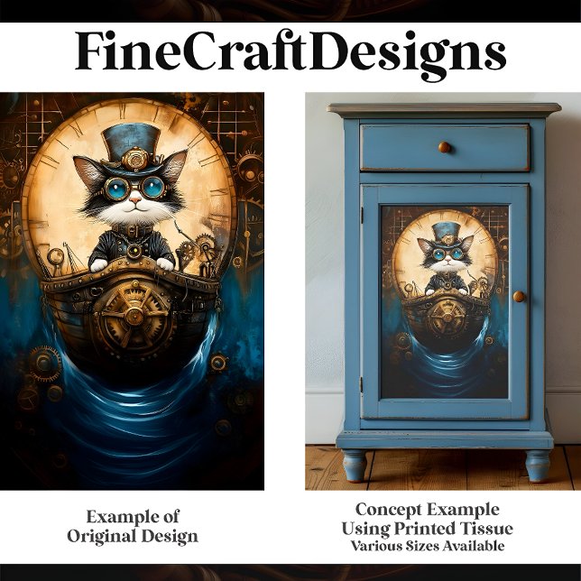 Whimsical Niedlich Steampunk Cat in Schiff G7 Deco Seidenpapier (Von Creator hochgeladen)