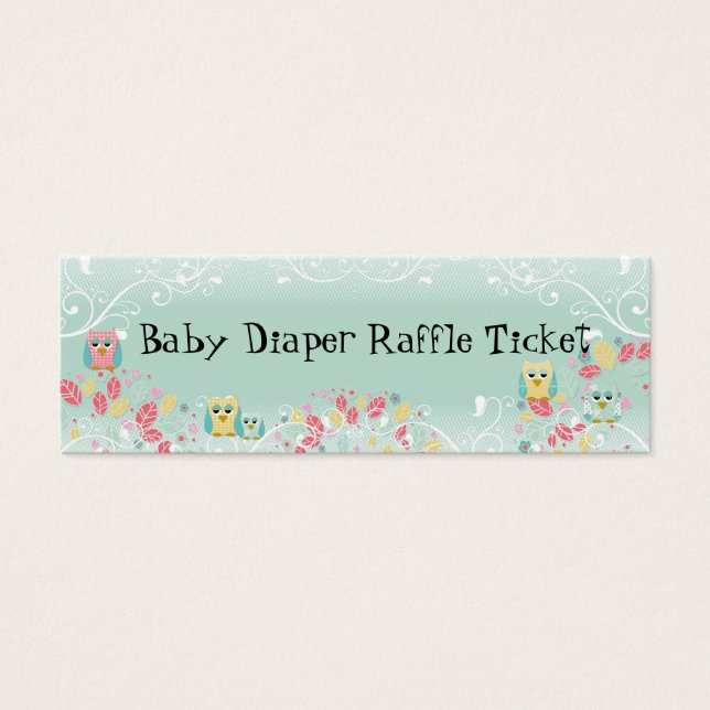 Whimsical Niedlich Swirl Owl Baby Diaper Raffle Ti (Vorderseite)