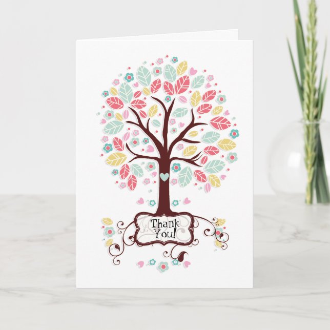 Whimsical Niedlich Swirt Heart Blume Tree Baby Dus Einladung (Vorderseite)