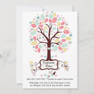 Whimsical Niedlich Swirt Heart Blume Tree Baby Fot Ankündigung