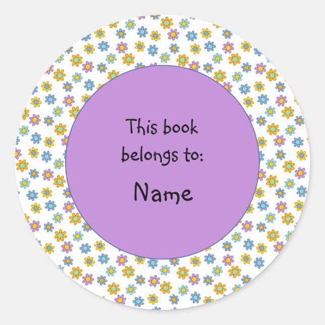 Whimsical niedlich und farbig Blume Runder Aufkleber (Vorderseite)