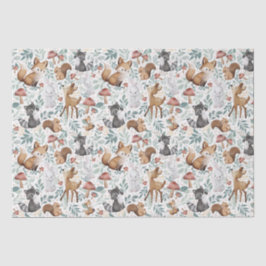 Whimsical Niedlich Watercolor Woodland Animal Frie Seidenpapier
