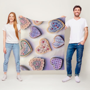 Whimsical niedliche farbige Kekse Herz Aquarell Fleecedecke