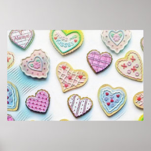 Whimsical niedliche Herzen bunt zeichnend Poster