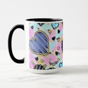 Whimsical niedliche Herzen bunt zeichnend Tasse