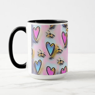 Whimsical niedliche Herzen bunt zeichnend Tasse