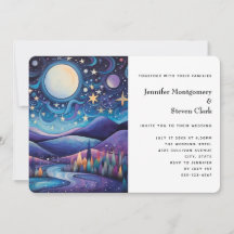 Whimsical Night Big Moon Landschaft Hochzeit