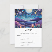 Whimsical Night Big Moon Landschaft Hochzeit