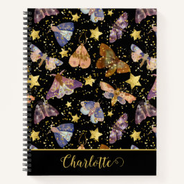 Whimsical Night Moth Butterfets Glitzer Star Name Notizbuch