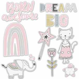 Whimsical Nordic Girly Assorted Stickers Aufkleber