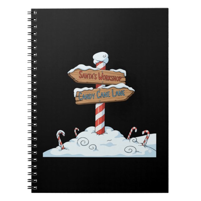Whimsical North Pole Sign Santa's Workshop & Candy Notizblock (Vorderseite)