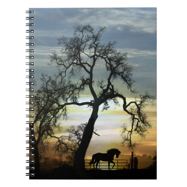 Whimsical-Notebook für Pferde und Eichen Notizblock (Vorderseite)