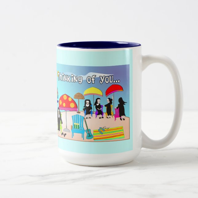 Whimsical Nun Art Gifts & Cards Zweifarbige Tasse (Rechts)