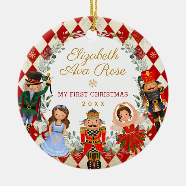 Whimsical Nutcracker Baby 1. Weihnachten Keramik Ornament (Vorne)