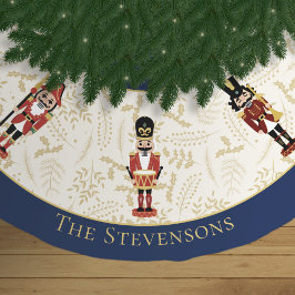 Whimsical Nutcracker Blue und Beige Weihnachten Polyester Weihnachtsbaumdecke