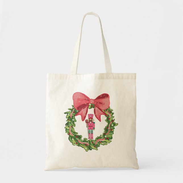 Whimsical Nutcracker Christmas Wreath Tragetasche (Vorne)