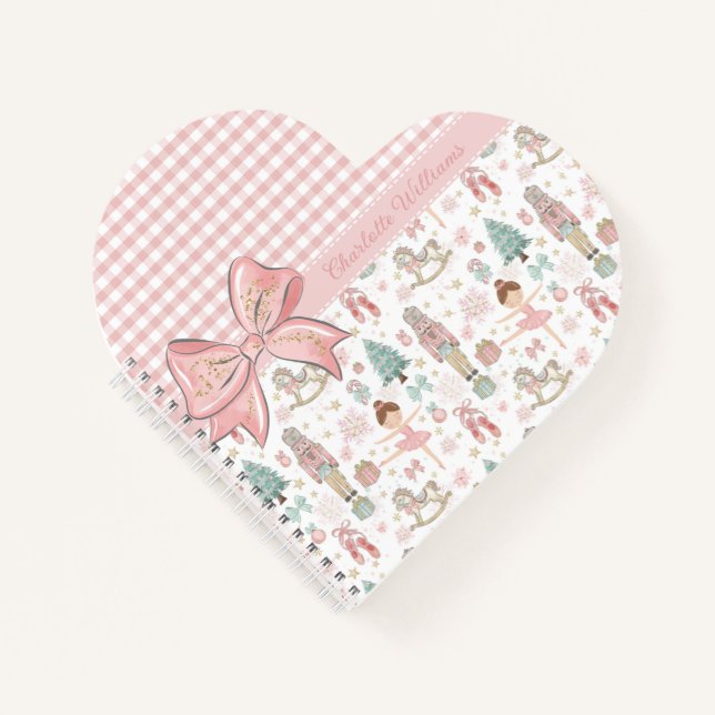 Whimsical Nutcracker Pastell Pink Weihnachtsballet Notizbuch (Vorderseite)