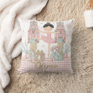 Whimsical Nutcracker Pastellrosa Weihnachtsballett Kissen