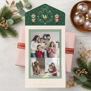 Whimsical Nutcracker Weihnachtscreme Bow Fotos All-in-One-Einladung