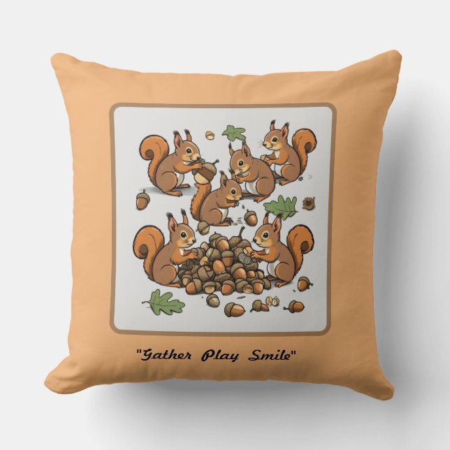 "Whimsical Nutty Squirrel Activity" Kissen (Vorderseite)