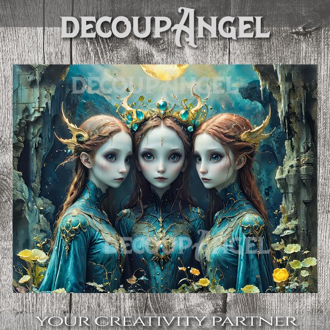 Whimsical Nymph Trio - Decoupage - Seidenpapier (Von Creator hochgeladen)