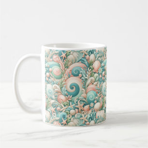 Whimsical Ocean Breeze: Pastelsee-Wirbel in Cotta Kaffeetasse