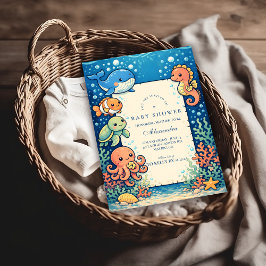 Whimsical Ocean Friends Baby Shower Einladung